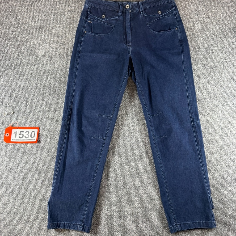 G-Star RAW Jeans Womens 26x32 Blue Denim Stretch Straight Knee Seam Ankle Button